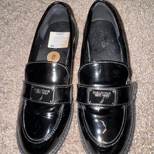 Nautica Black Leather Slip-On Loafers with Penny Keeper